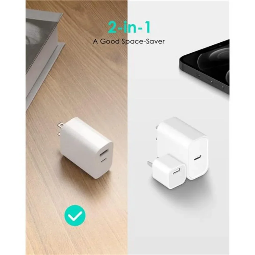 [4 Pack] USB C Charger Block Fast Charging Multiport Adpater [PD 20W USB-C & QC